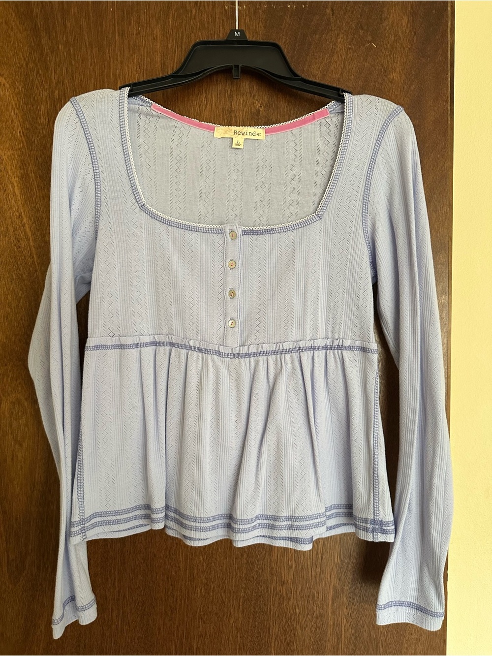 Rewind Light Lavender Long-Sleeve Scoop Neck Peplum baby doll Top - Picture 2 of 5